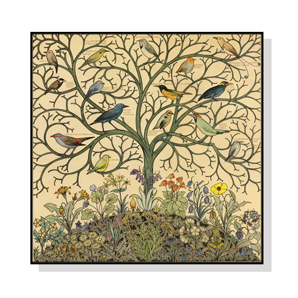 V207-1343-3-146042-00 Wall Art 90cmx90cm Tree Of Life Black Frame Canvas - Image 1