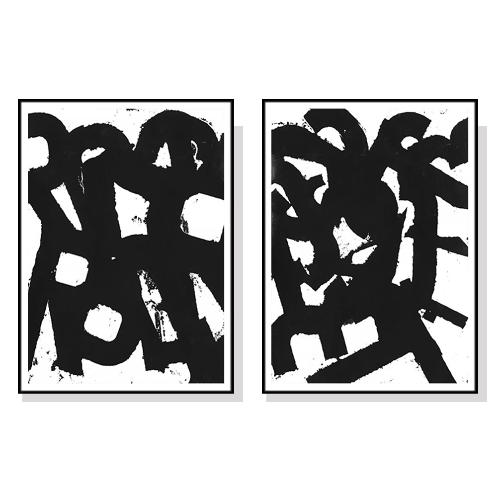 V207-1374-4-146007-00 Wall Art 100cmx150cm Rock N Roll 2 Sets Black Frame Canvas - Image 1