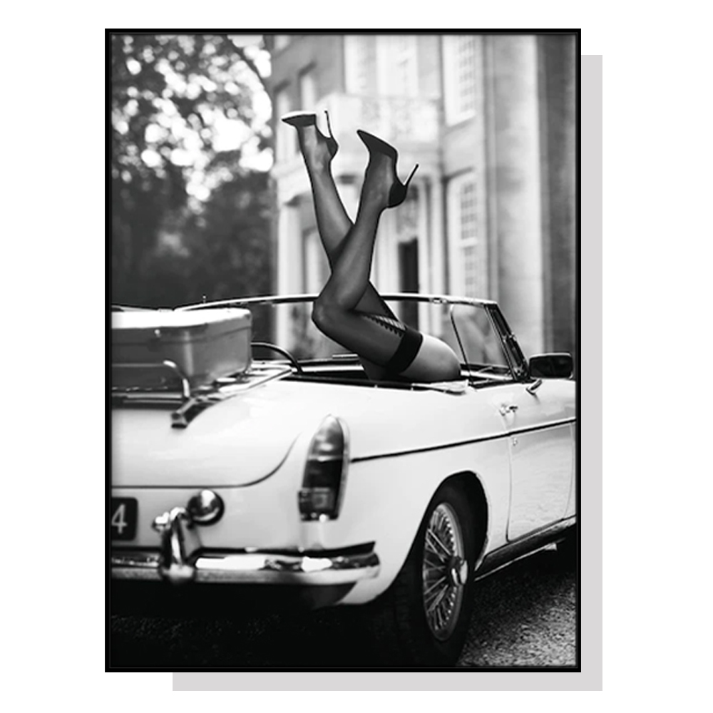 V207-1383-1-146017-00 Wall Art 40cmx60cm High Heels in Classic Car Black Frame Canvas - Image 1