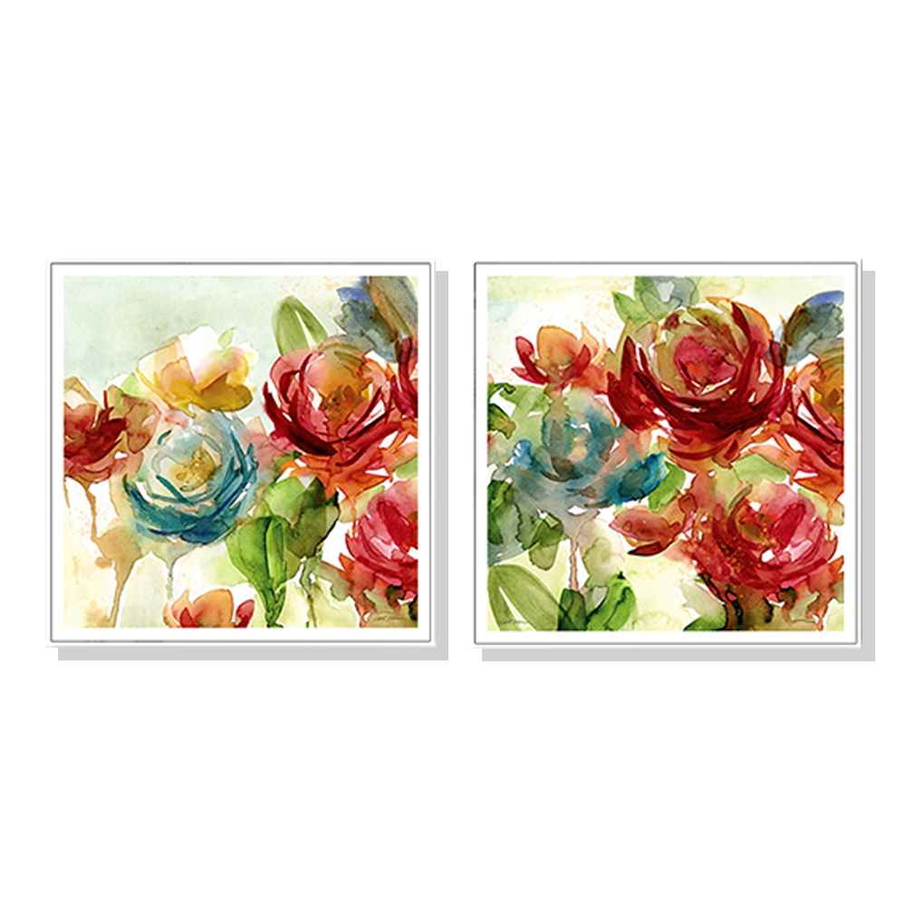 V207-1414-1-145930-00 Wall Art 40cmx40cm Rosewater Garden By Carol Robinson 2 Sets White Frame Canvas - Image 1