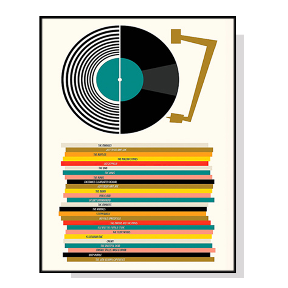 V207-1427-65184-00 Wall Art 70cmx100cm Music Black Frame Canvas - Image 1