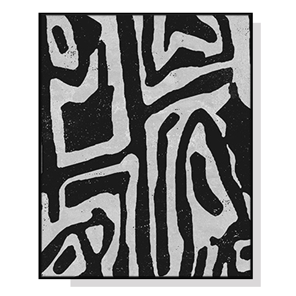 V207-1468-66232-00 Wall Art 50cmx70cm Abstract Black Artwork Black Frame Canvas - Image 1