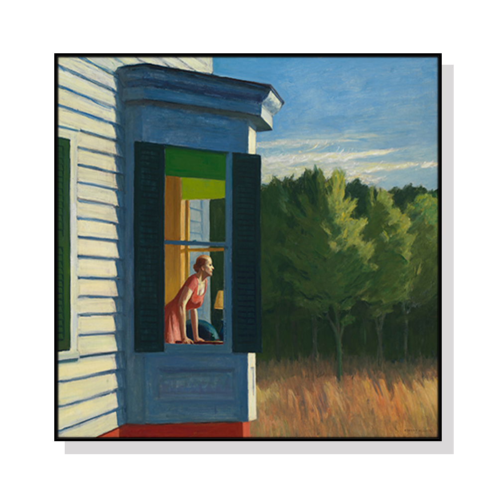 V207-1479-66228-00 Wall Art 50cmx50cm Cape Cod Morning By Edward Hopper Black Frame Canvas - Image 1