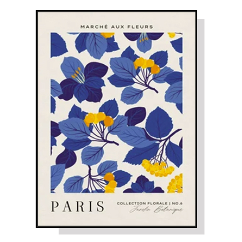 V207-1514-66595-00 Wall Art 60cmx90cm Paris Flower Market Black Frame Canvas - Image 1