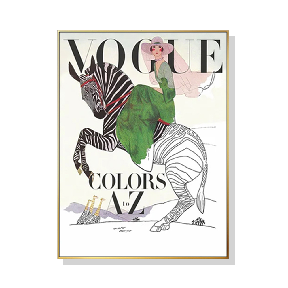 V207-1542-66582-00 Wall Art 70cmx100cm Vogue Lady Gold Frame Canvas - Image 1
