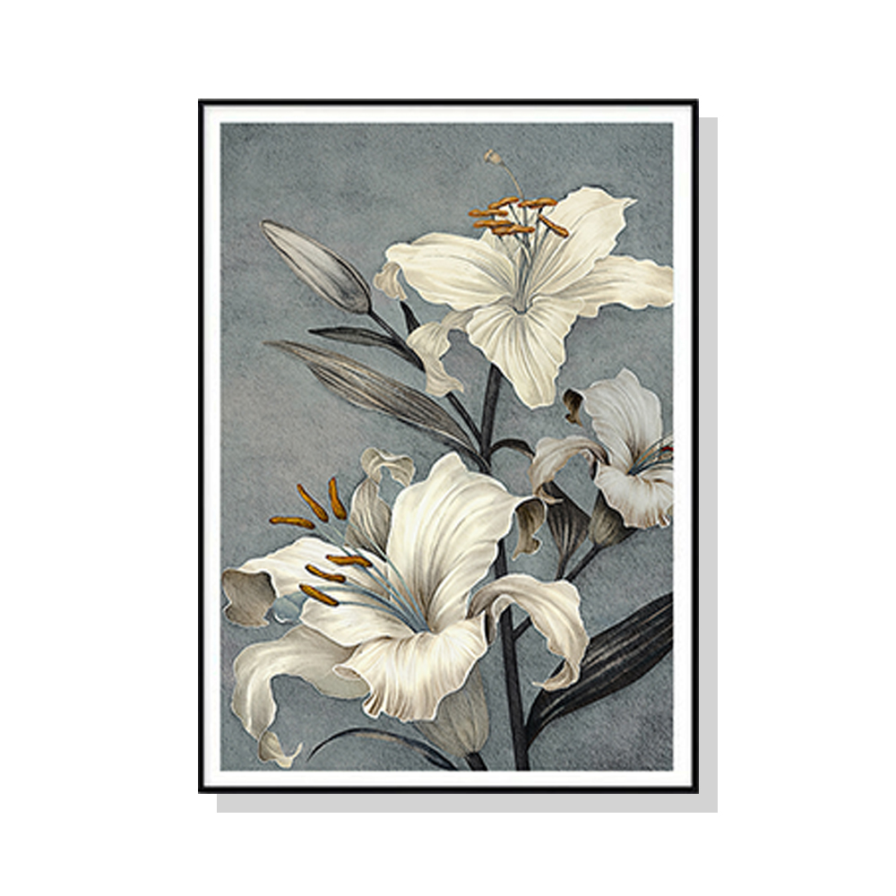 V207-1601-66966-00 Wall Art 70cmx100cm Floral Lily II Black Frame Canvas - Image 1