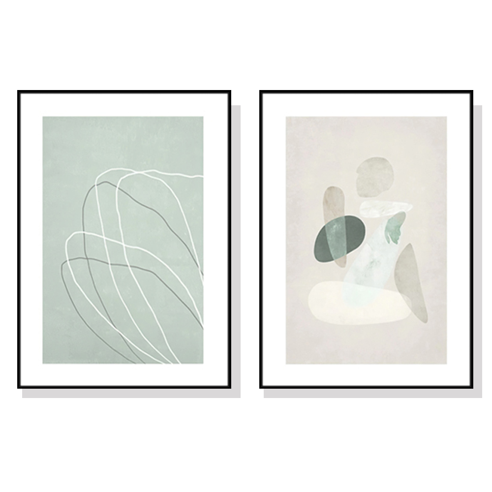 V207-1669-73368-00 Wall Art 50cmx70cm Abstract body and lines 2 Sets Black Frame Canvas - Image 1