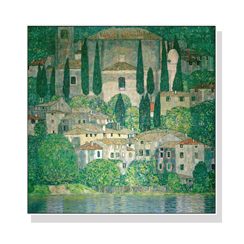 V207-1695-75052-00 Wall Art 80cmx80cm Kirche In Cassone by Gustav Klimt White Frame Canvas - Image 1