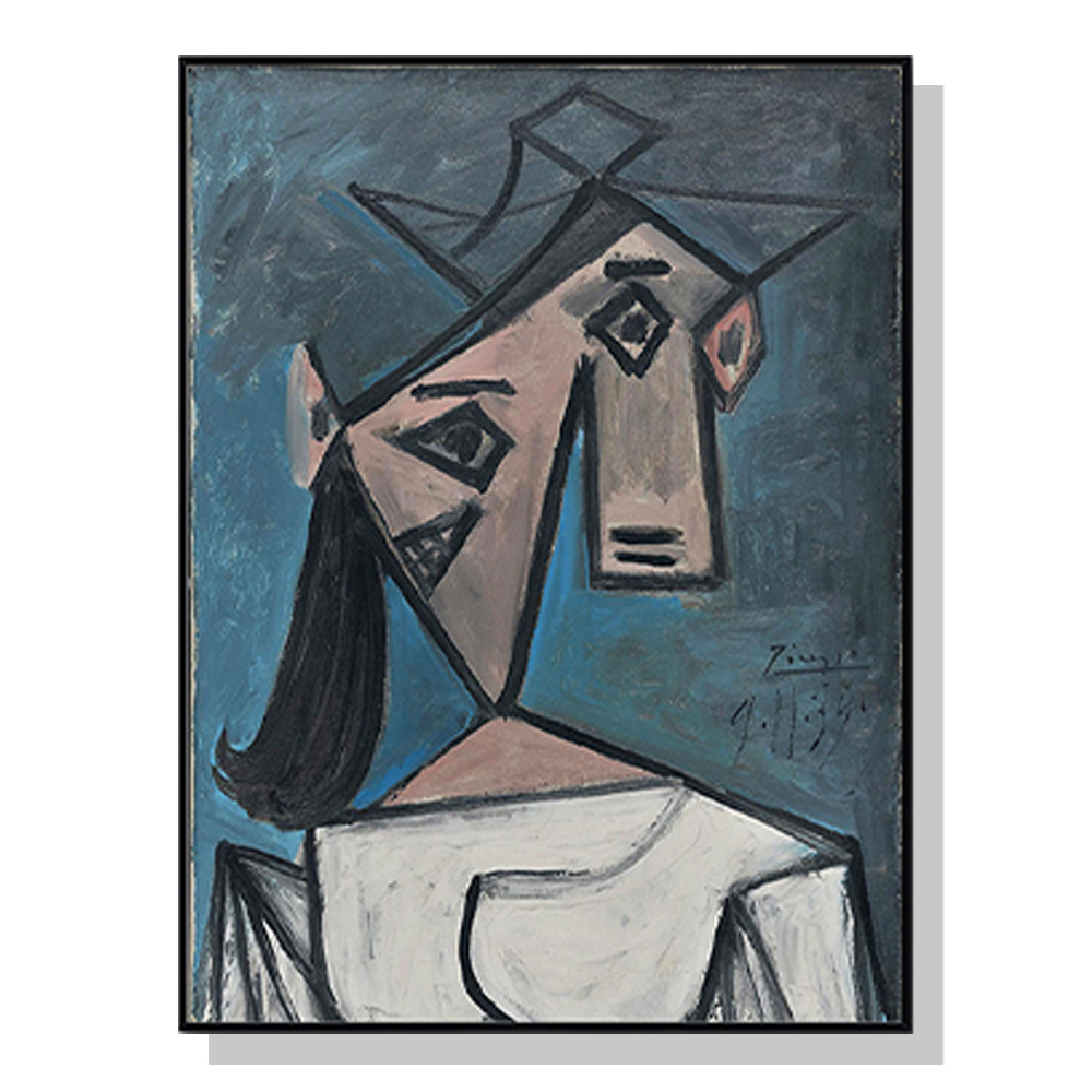 V207-17071-130893-00 Wall Art 40cmx60cm Head Of A Woman By Pablo Picasso Black Frame Canvas - Image 1