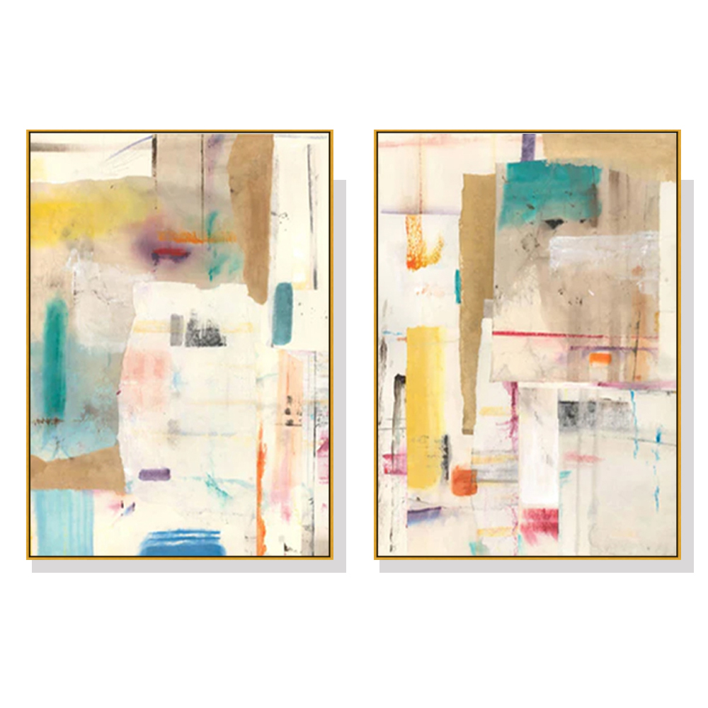 V207-17471-130882-00 Wall Art 40cmx60cm Sonder By Jean Kenna 2 Sets Gold Frame Canvas - Image 1