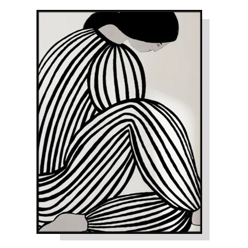 V207-17503-130854-00 Wall Art 100cmx150cm Mid Century Figure Black Frame Canvas - Image 1