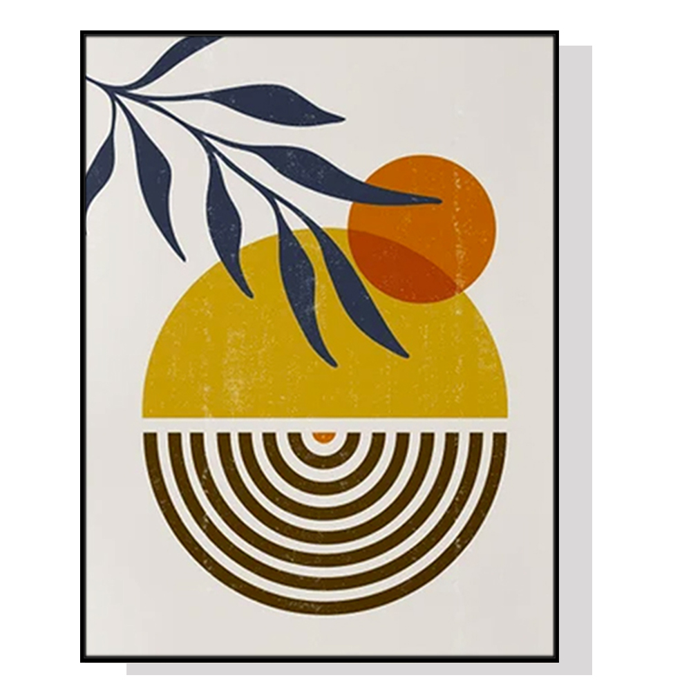 V207-1779-80459-00 Wall Art 60cmx90cm Sun and Moon Black Frame Canvas - Image 1