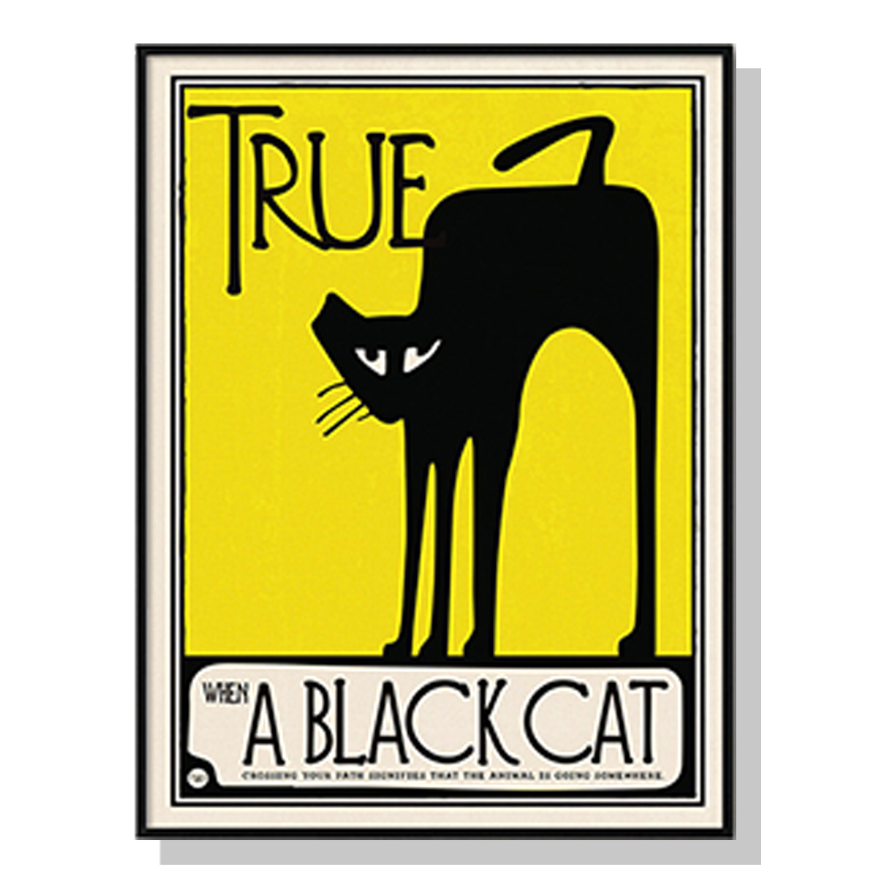 V207-17821-130828-00 Wall Art 40cmx60cm Black Cat Black Frame Canvas - Image 1