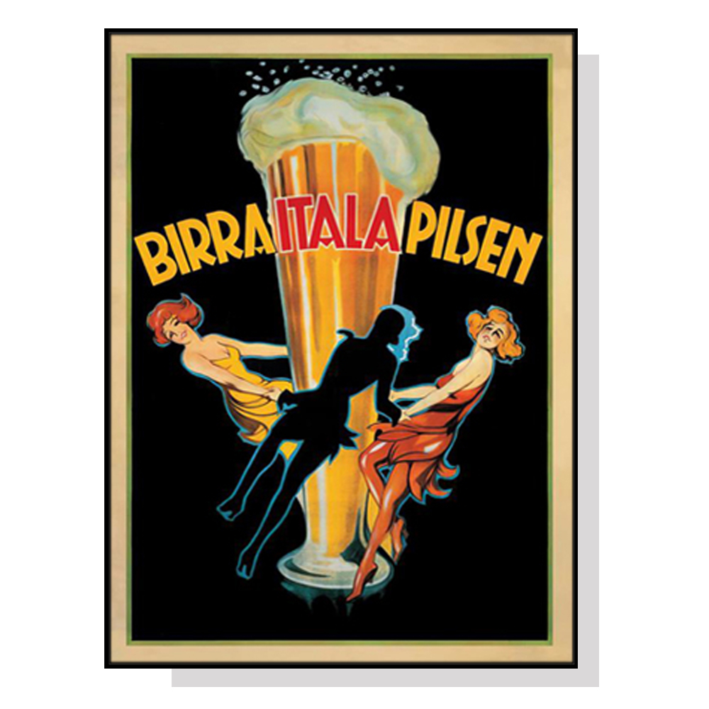 V207-1801-81928-00 Wall Art 70cmx100cm Birra Itala Pilsen Black Frame Canvas - Image 1