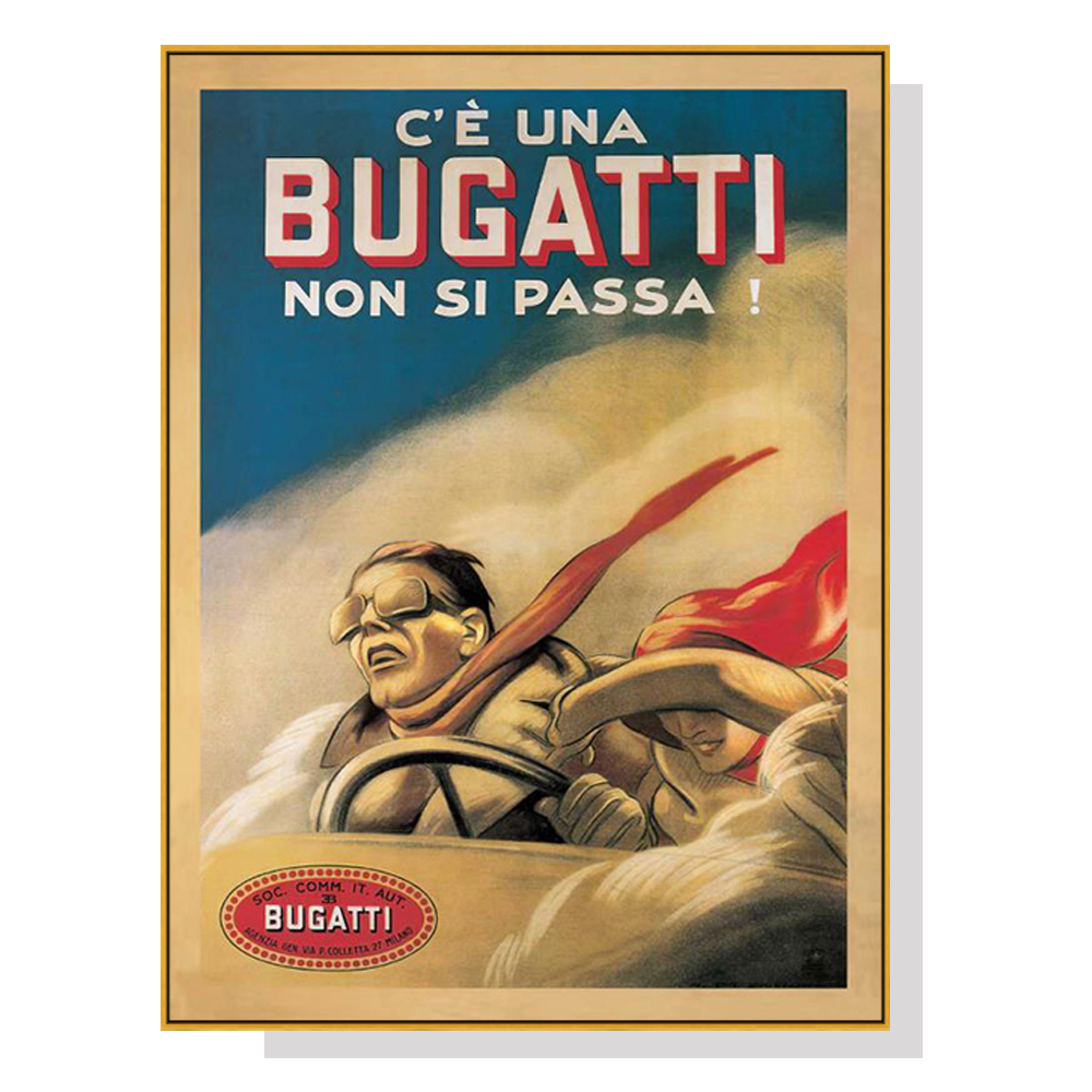 V207-1833-81981-00 Wall Art 70cmx100cm Bugatti Gold Frame Canvas - Image 1