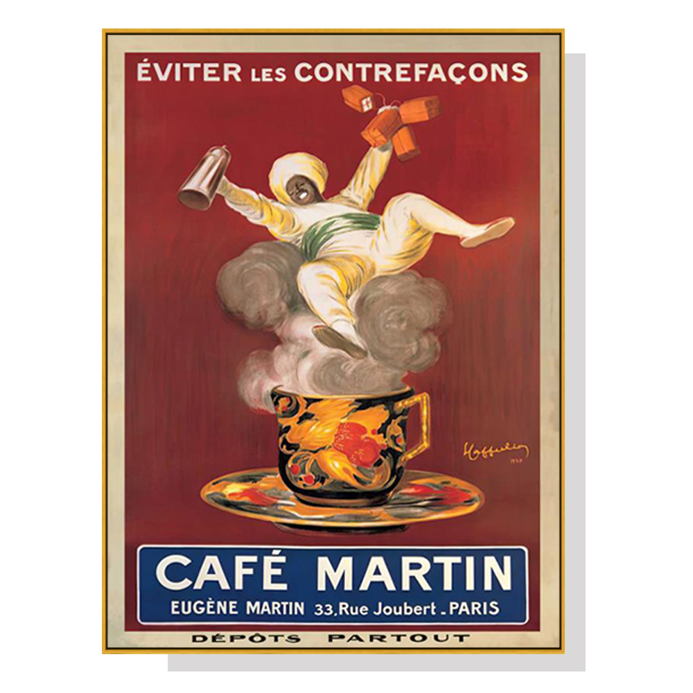 V207-1848-81966-00 Wall Art 60cmx90cm Cafe Martin Gold Frame Canvas - Image 1