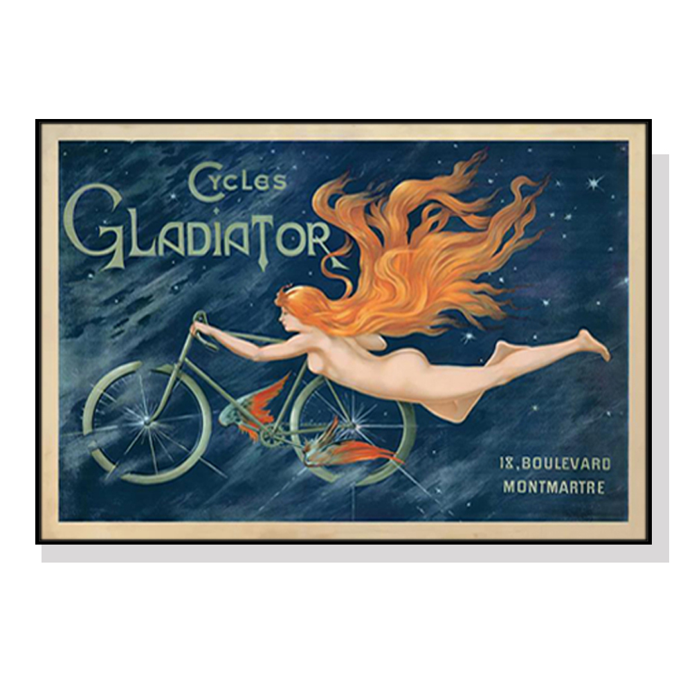 V207-1859-83912-00 Wall Art 50cmx70cm Marchio Art Cycles Gladiator Black Frame Canvas - Image 1