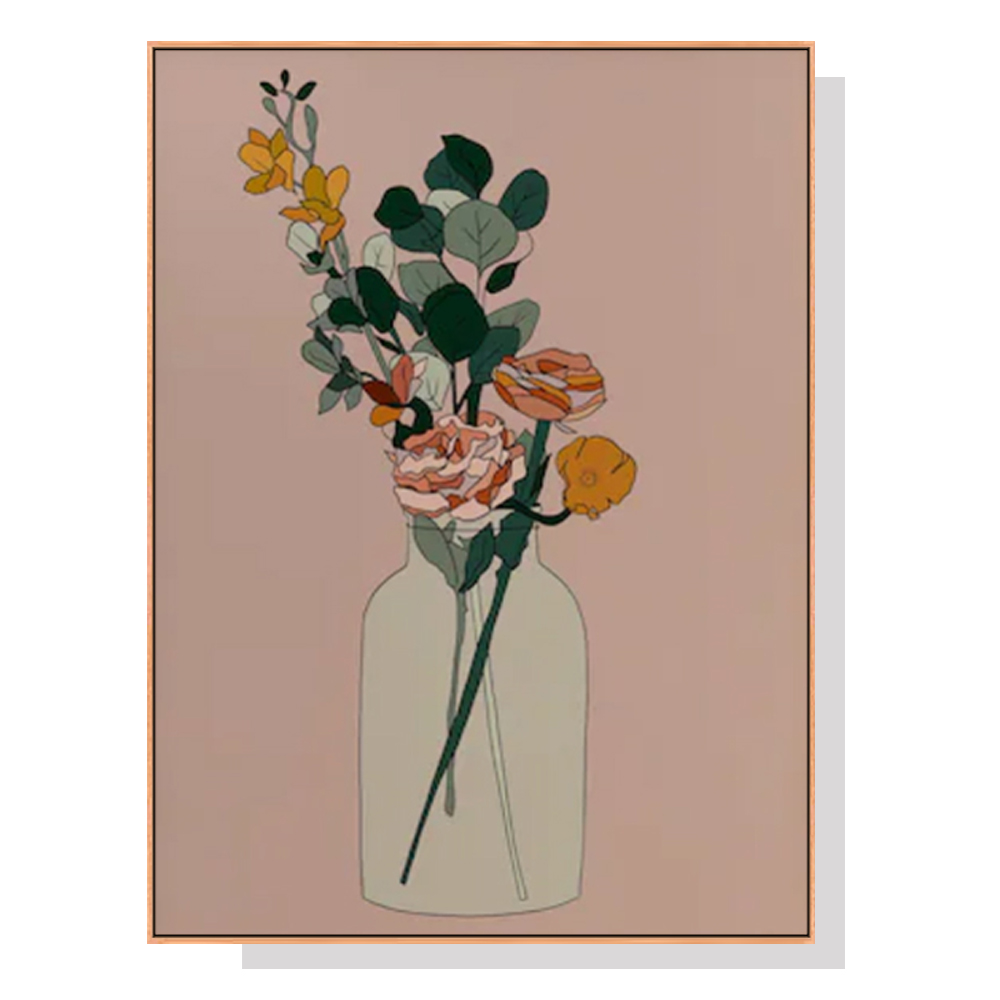 V207-1929-87083-00 Wall Art 70cmx100cm Boho Floral Wood Frame Canvas - Image 1