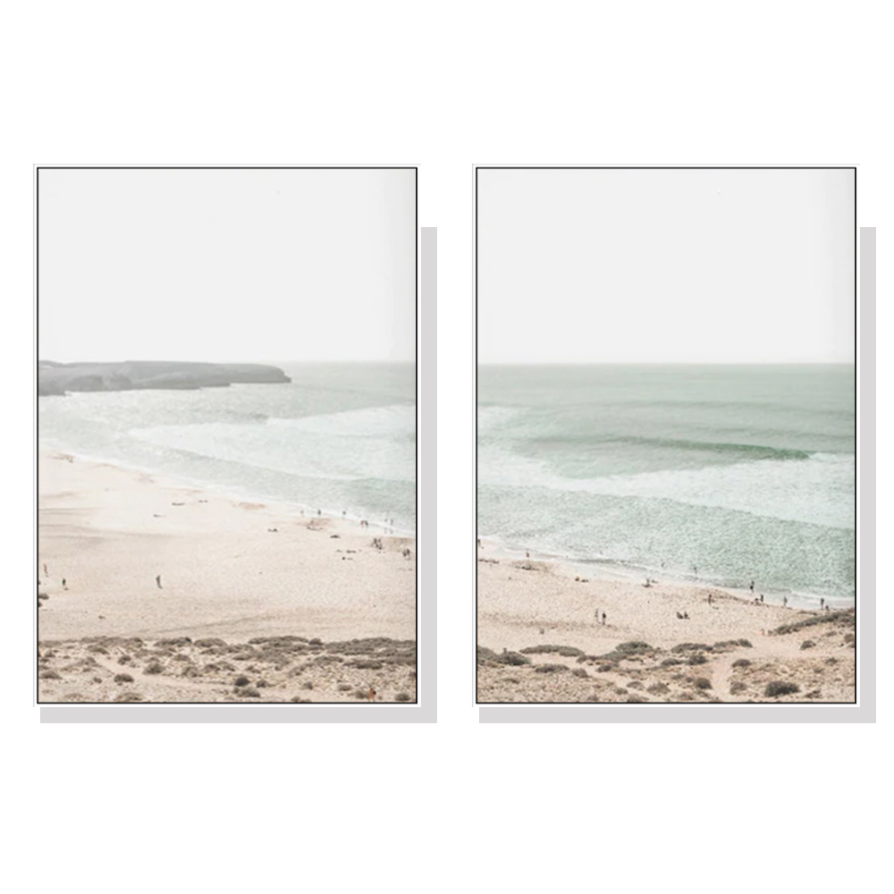 V207-1935-87077-00 Wall Art 60cmx90cm Coastal Prints 2 Sets White Frame Canvas - Image 1