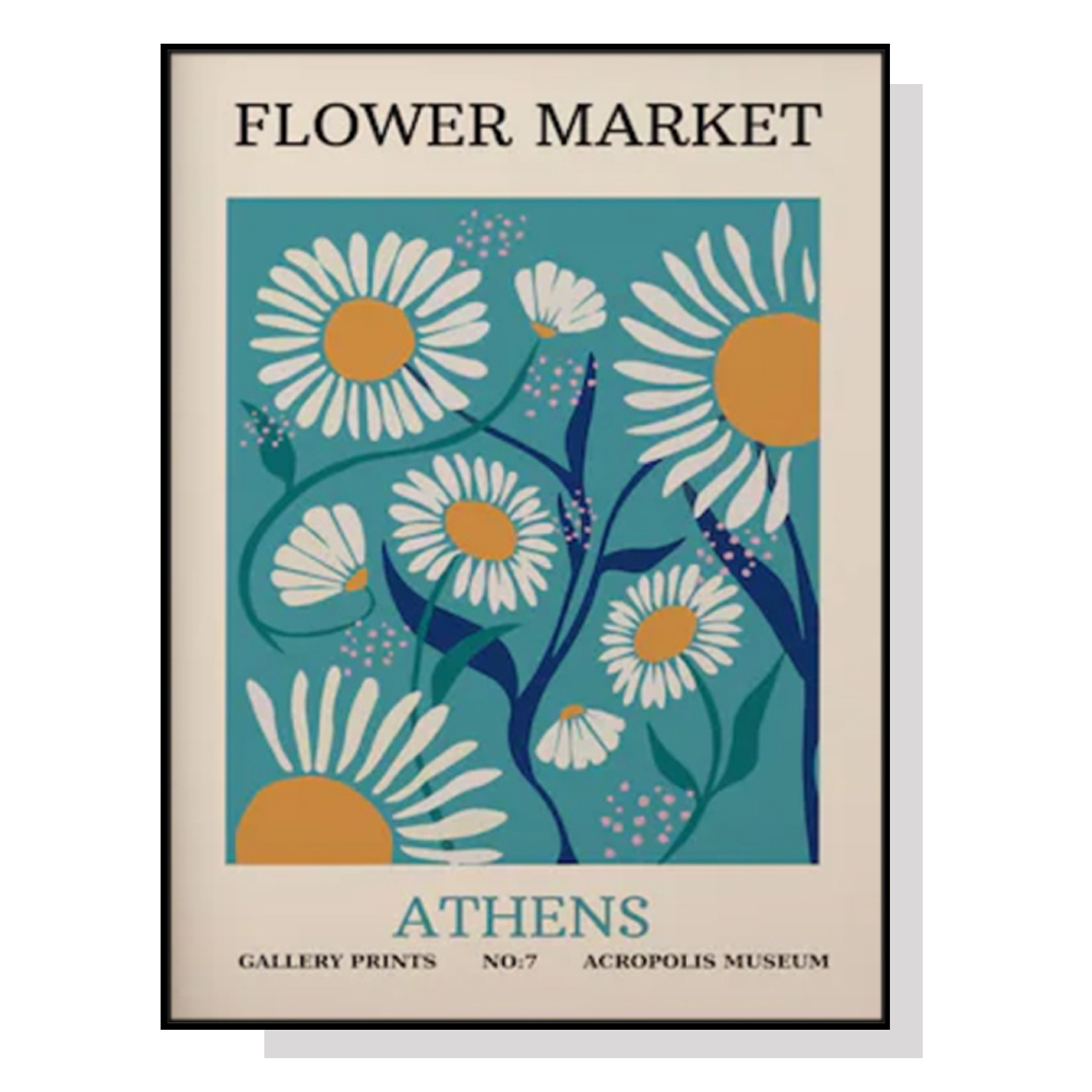 V207-1947-87374-00 Wall Art 80cmx120cm Flower Market Athens Black Frame Canvas - Image 1