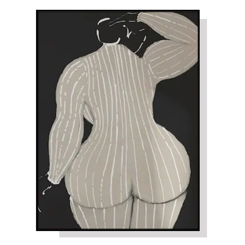 V207-19552-97761-00 Wall Art 90cmx135cm Mid Century Lady Black Frame Canvas - Image 1