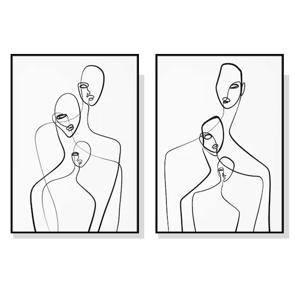 V207-19924-97785-00 Wall Art 100cmx150cm Abstract Figures 2 Sets Black Frame Canvas - Image 1