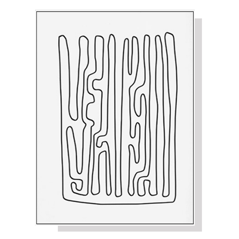 V207-20093-97586-00 Wall Art 100cmx150cm Black And White Lines White Frame Canvas - Image 1