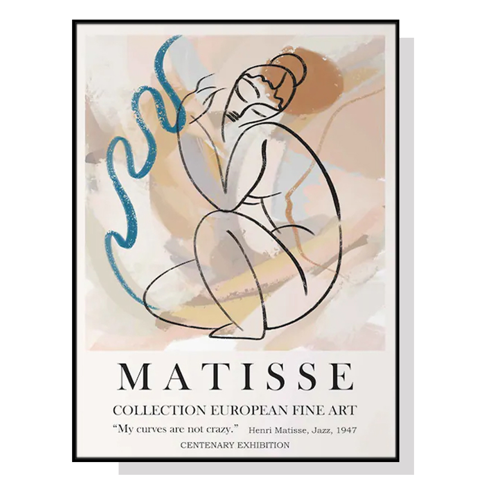 V207-20293-97599-00 Wall Art 100cmx150cm Matisse Nude Line Black Frame Canvas - Image 1