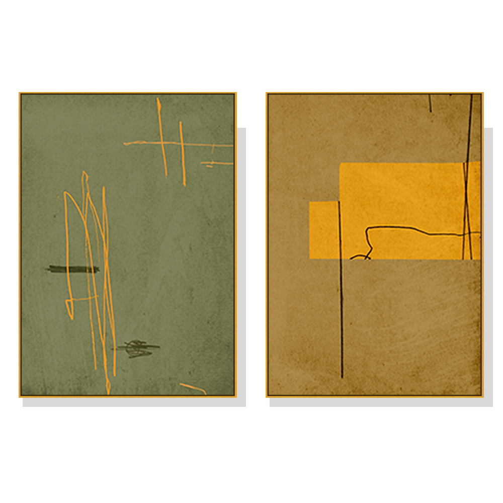 V207-2049-88970-00 Wall Art 50cmx70cm United Study 2 Sets Gold Frame Canvas - Image 1
