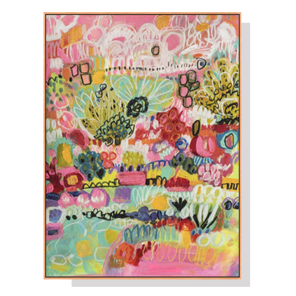 V207-2076-89466-00 Wall Art 50cmx70cm Summer Smile A Wood Frame Canvas - Image 1
