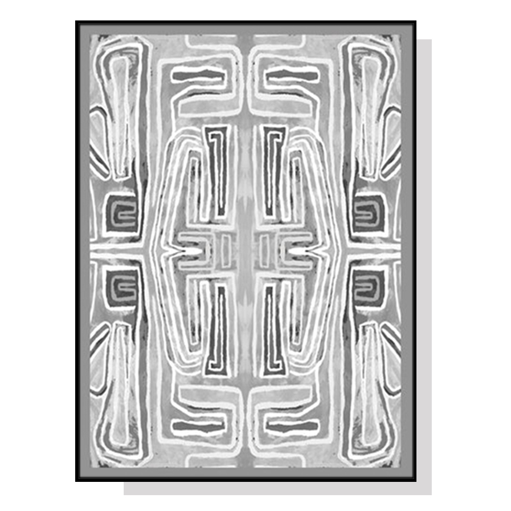 V207-2117-89684-00 Wall Art 50cmx70cm Abstract Mountain Black Frame Canvas - Image 1