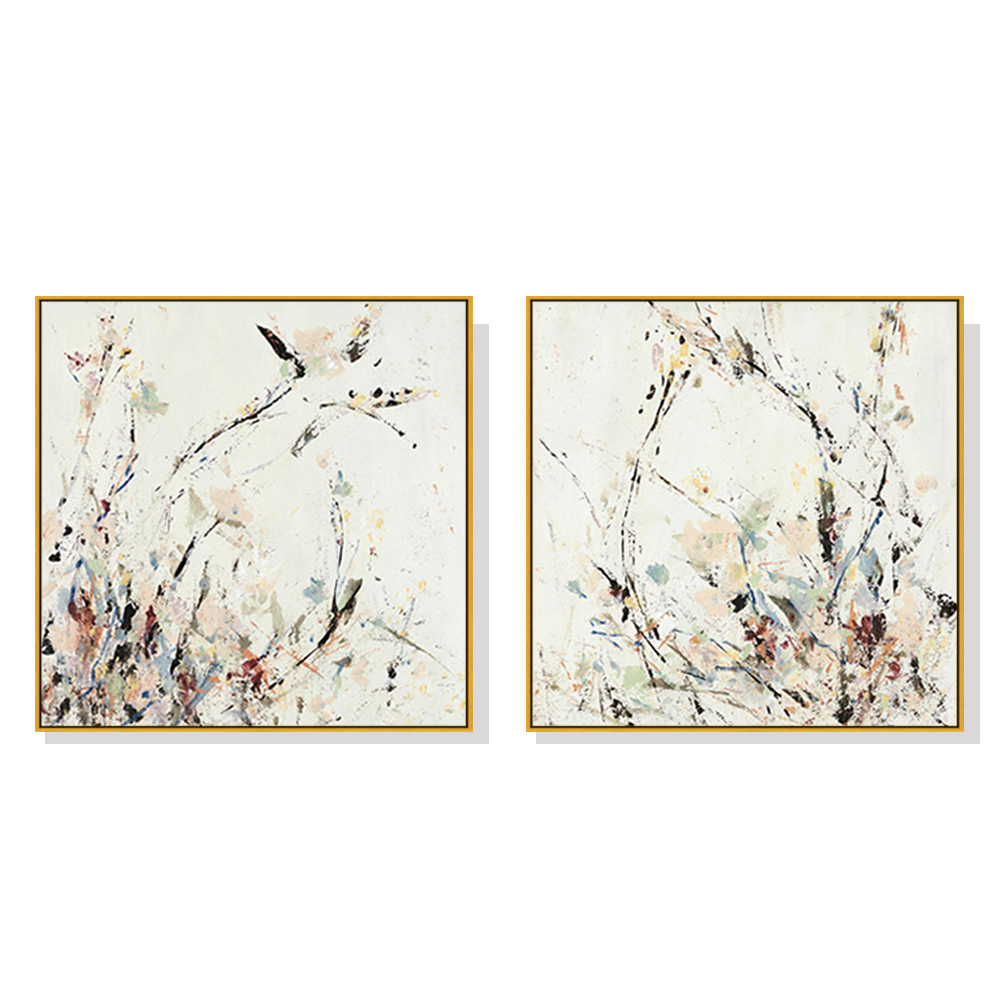 V207-2121-89680-00 Wall Art 50cmx50cm Afternoon Walk 2 Sets Gold Frame Canvas - Image 1