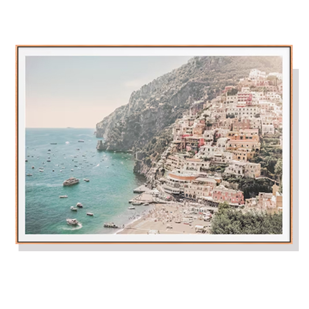 V207-2129-89672-00 Wall Art 70cmx100cm Italy Amalfi Coast Wood Frame Canvas - Image 1