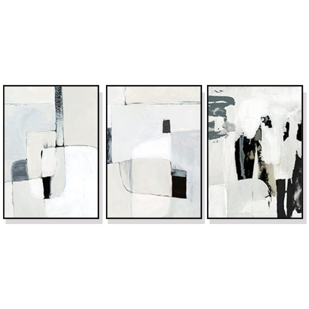 V207-21482-97489-00 Wall Art 80cmx120cm Soft Spoken 3 Sets Black Frame Canvas - Image 1
