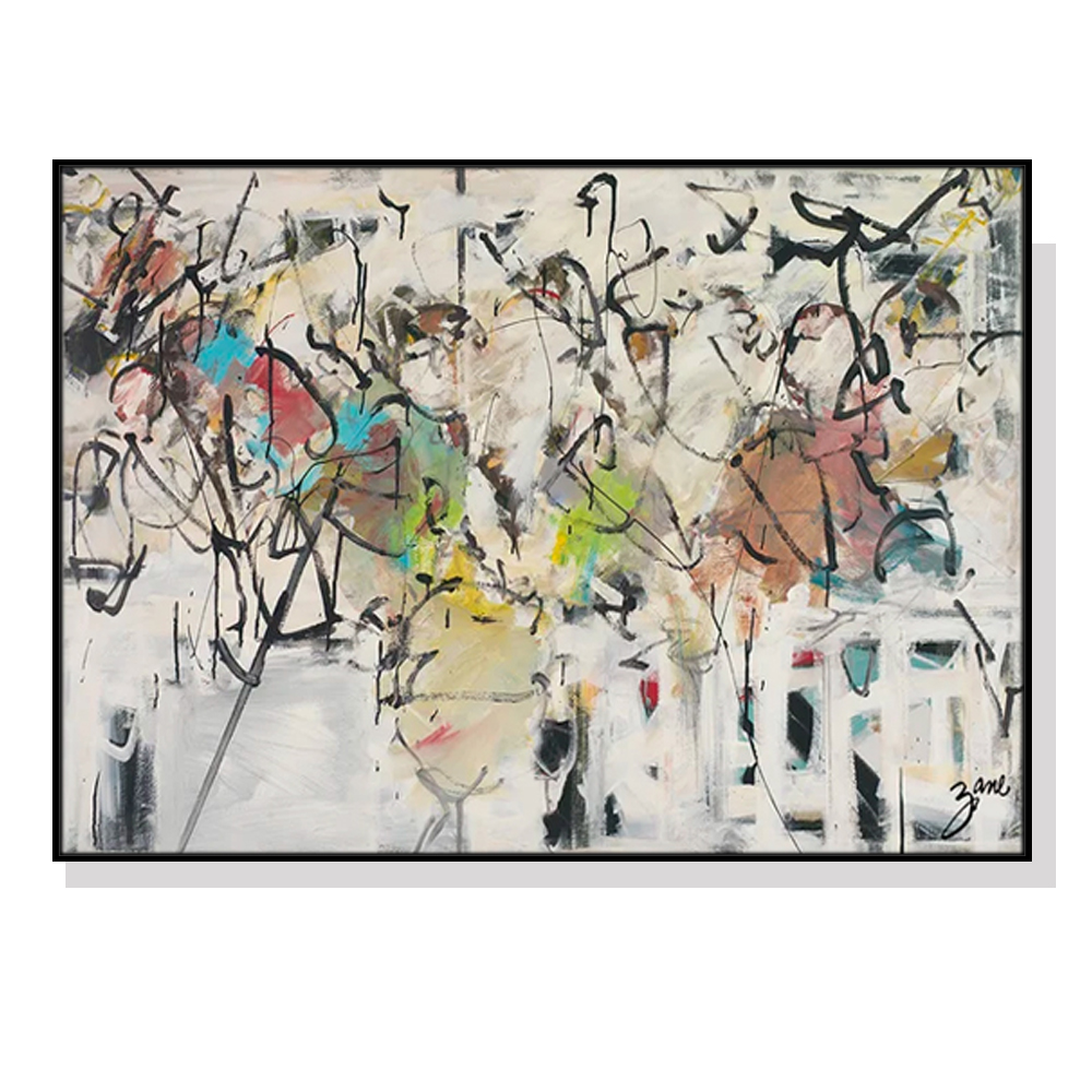 V207-2153-91401-00 Wall Art 70cmx100cm Abstract White Dream Black Frame Canvas - Image 1