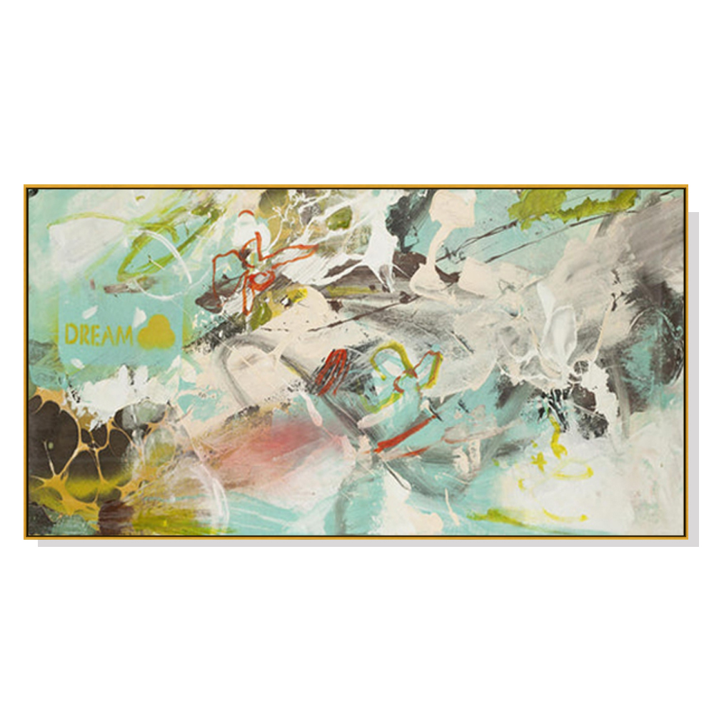 V207-2168-91386-00 Wall Art 50cmx100cm Dream Dream Gold Frame Canvas - Image 1
