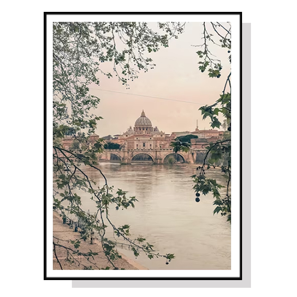 V207-2179-91375-00 Wall Art 60cmx90cm Rome City Black Frame Canvas - Image 1