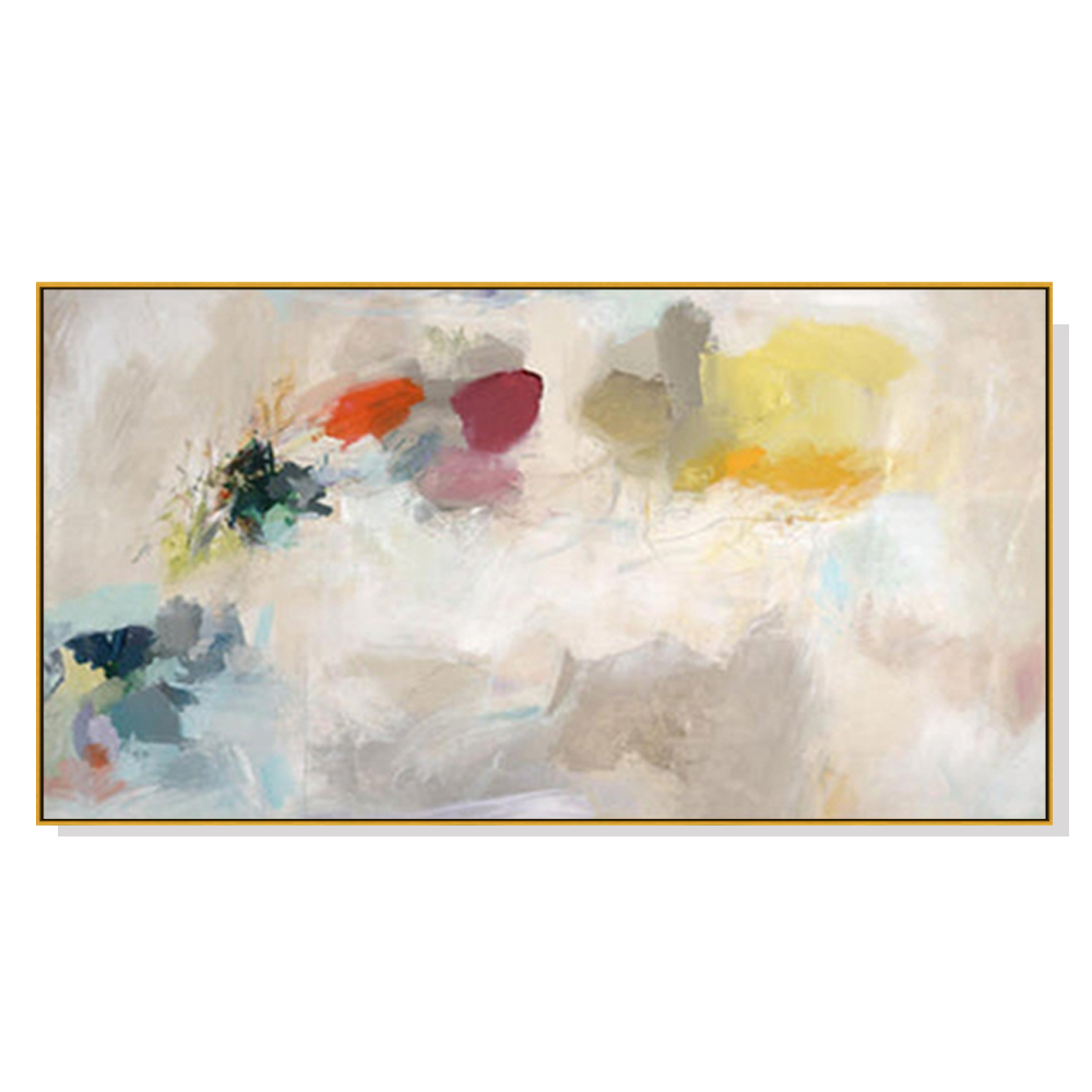 V207-2190-90234-00 Wall Art 40cmx80cm Abstract Crystal Gold Frame Canvas - Image 1