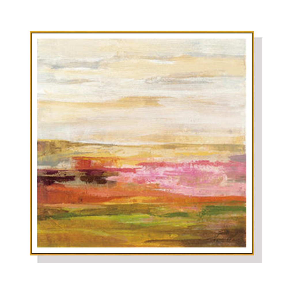 V207-2198-90226-00 Wall Art 70cmx70cm Blooming Field Gold Frame Canvas - Image 1