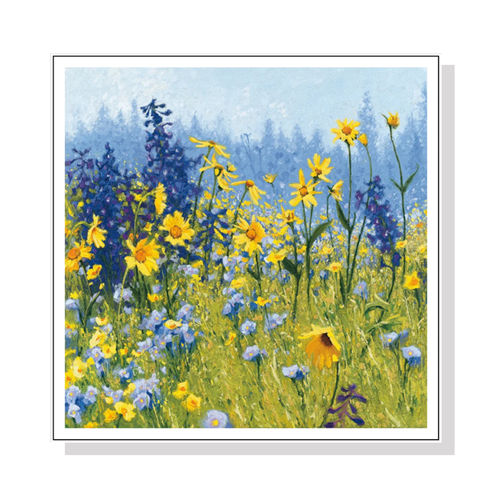 V207-22322-97353-00 Wall Art 90cmx90cm Joyful In July White Frame Canvas - Image 1