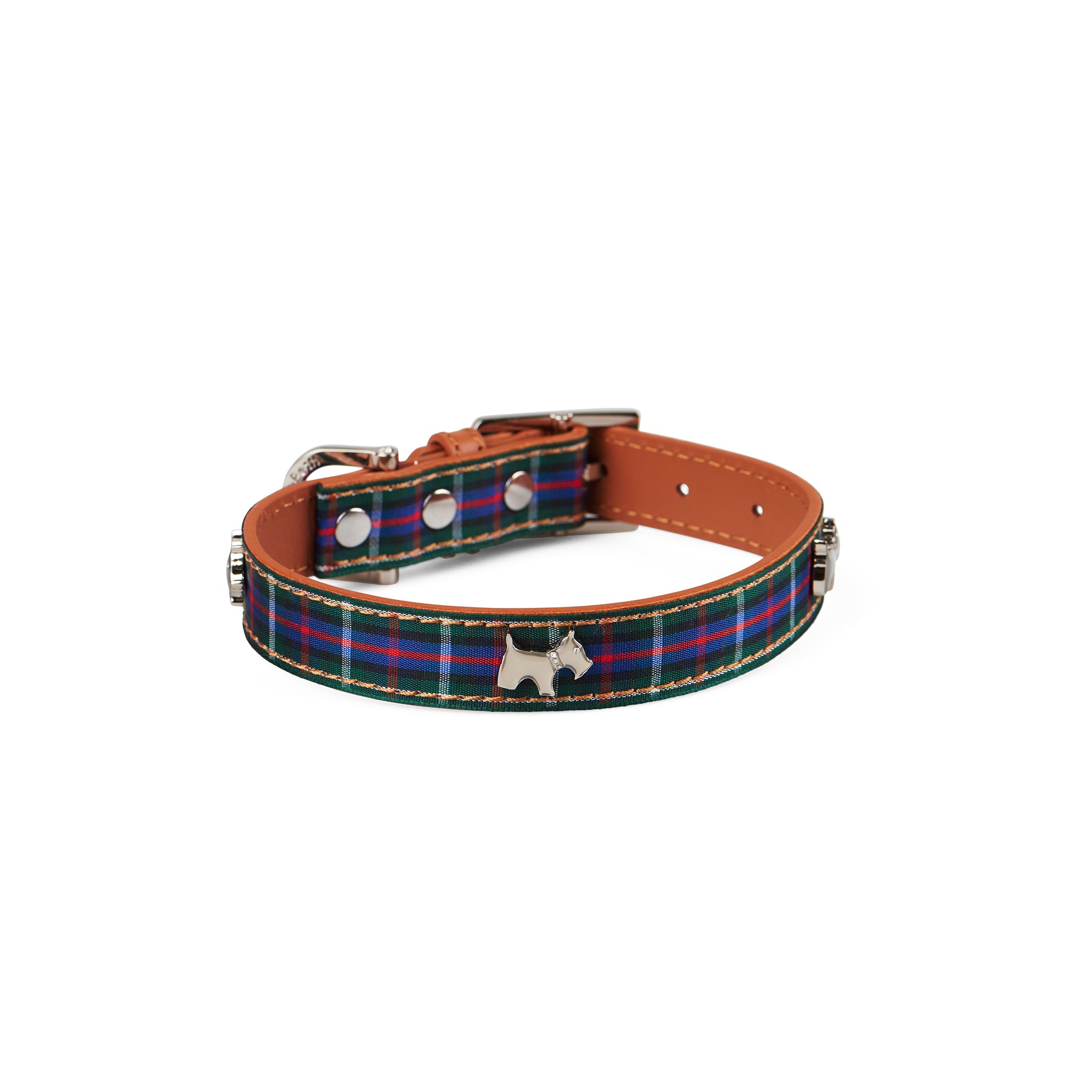V208-HBB-34-71982-00 Highland Blue Tartan Dog Collar Small - Image 1