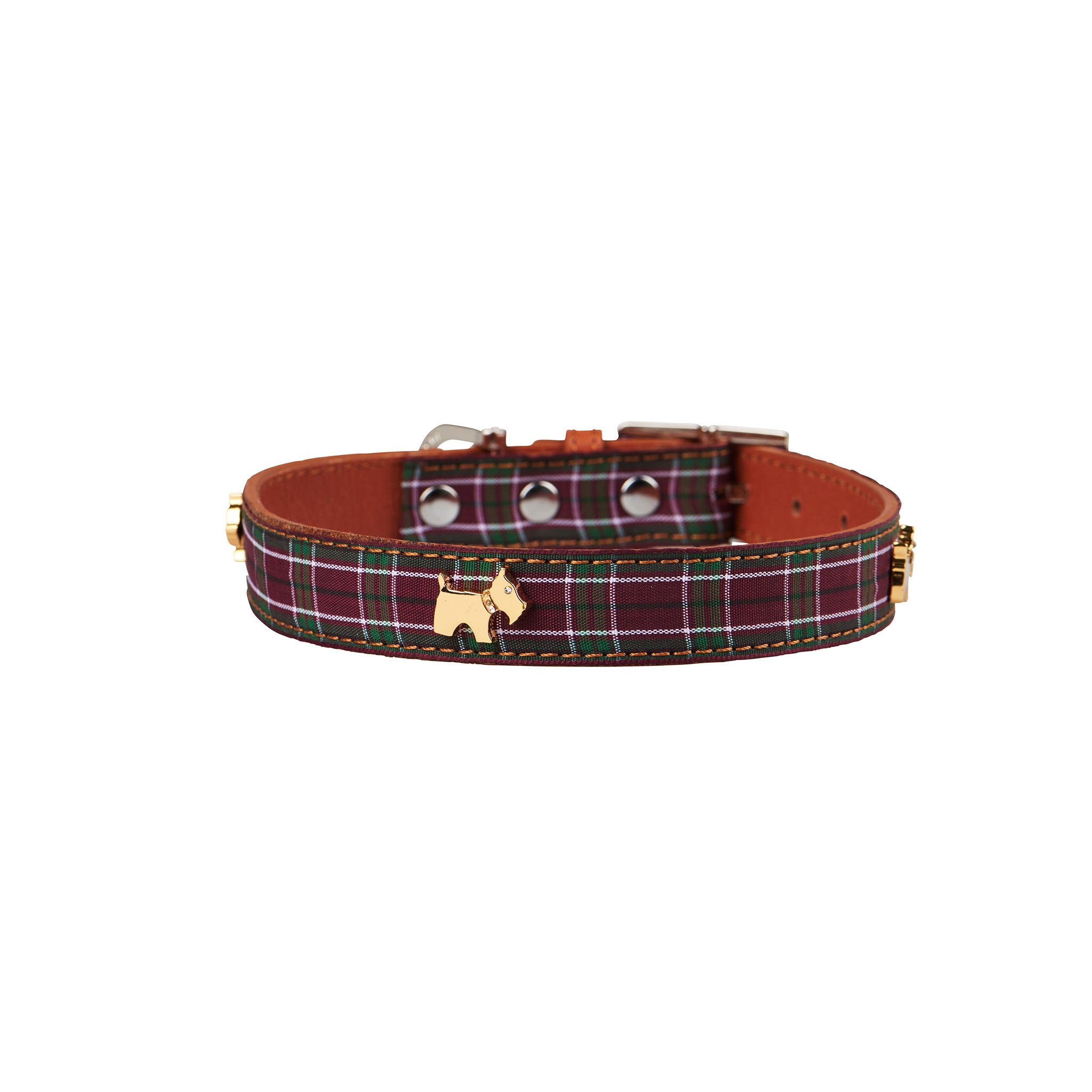 V208-HBP-40-71978-00 Highland Purple Tartan Dog Collar Medium - Image 1