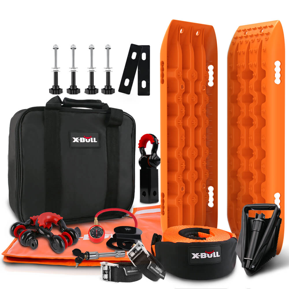 V211-AUEB-XBRK011ST004P-149141-00 X-BULL Winch Recovery Kit Snatch Strap Off Road 4WD Mounting Pins Recovery Tracks Boards Gen 2.0 - Image 1