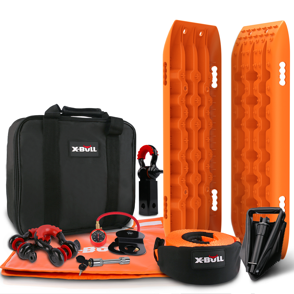 V211-AUEB-XBRK011ST004S-149137-00 X-BULL Winch Recovery Kit Snatch Strap Off Road 4WD with Recovery Tracks Gen 2.0 Boards - Image 1