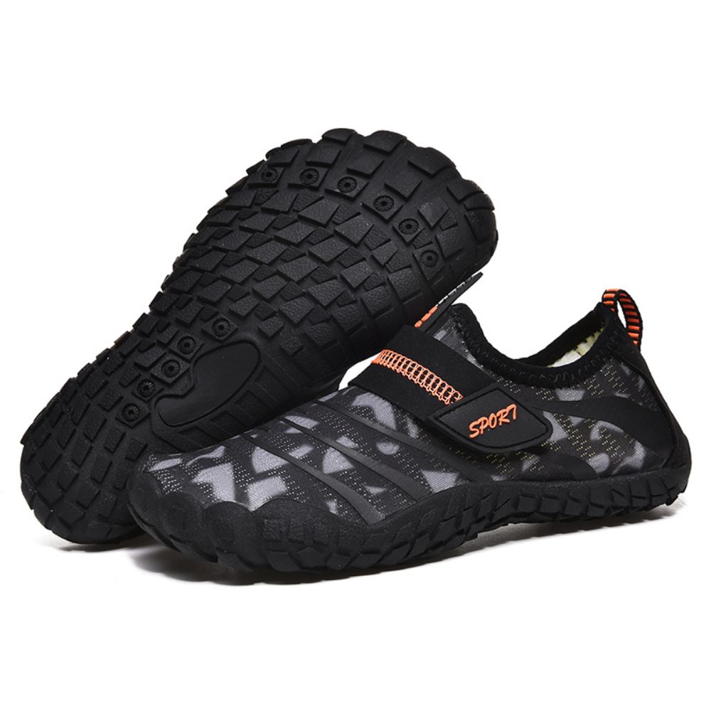 V213-02WS-A-K-BLK55_pAwKGA2_1 Kids Water Shoes Barefoot Quick Dry Aqua Sports Shoes Boys Girls (Pattern Printed) - Black Size Bigkid US5.5 = EU37 - Image 1