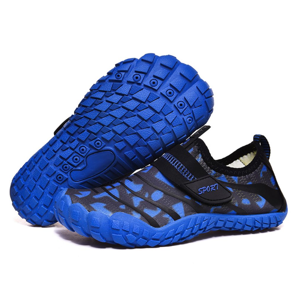 V213-02WS-A-K-BLU4_43SDYmC_1 Kids Water Shoes Barefoot Quick Dry Aqua Sports Shoes Boys Girls (Pattern Printed) - Blue Size Bigkid US4 = EU36 - Image 1