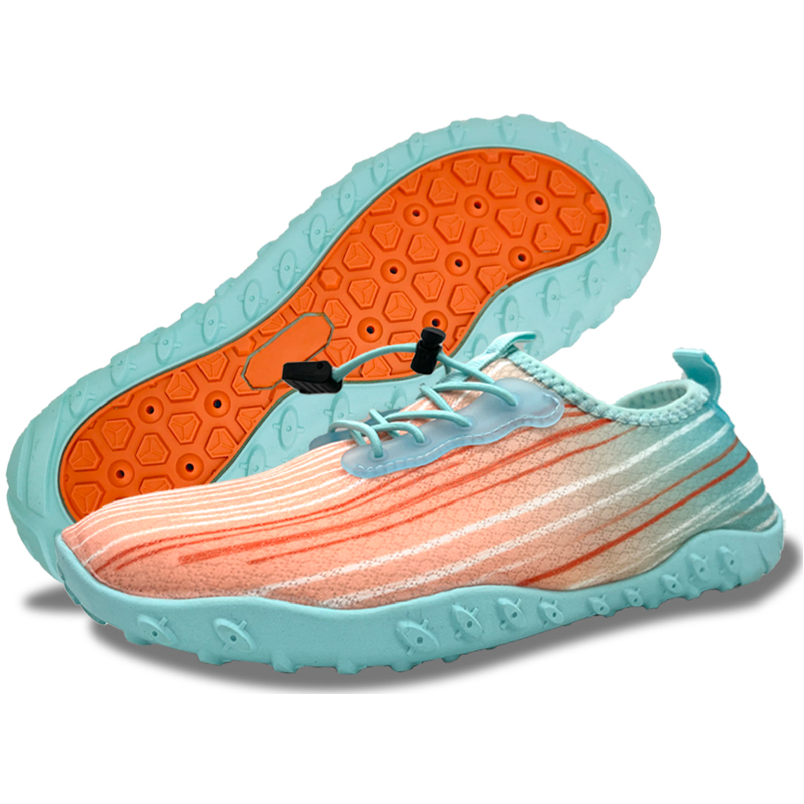 V213-05WS-A-G-ORG9-SJX0psD-00 Water Shoes for Men and Women Soft Breathable Slip-on Aqua Shoes Aqua Socks for Swim Beach Pool Surf Yoga (Orange Size US 9) - Image 1