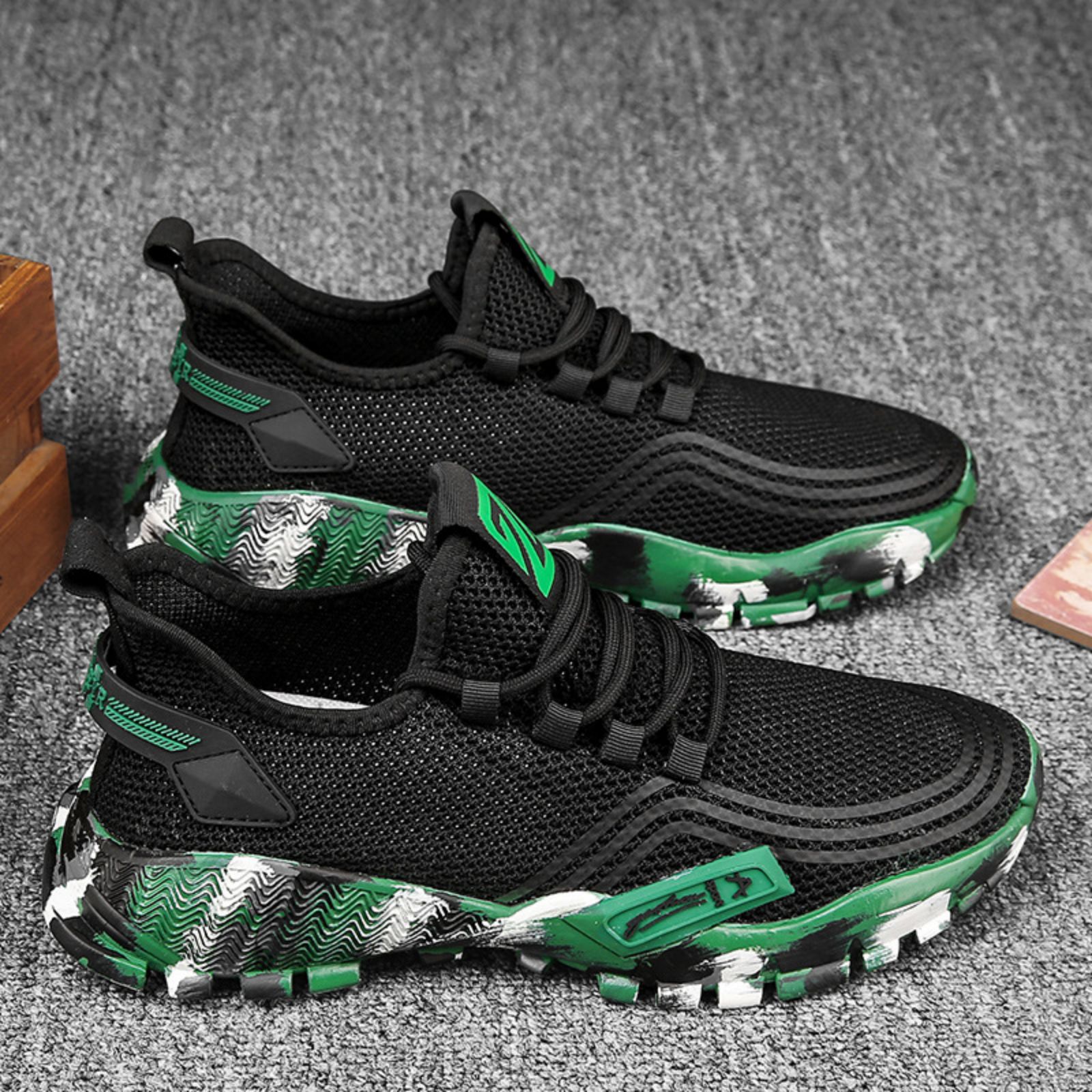 V213-SNK001-A-G-GRN39-Kyvp0An-00 Men's Athletic Running Tennis Shoes Outdoor Sports Jogging Sneakers Walking Gym (Green US 7=EU 39) - Image 1