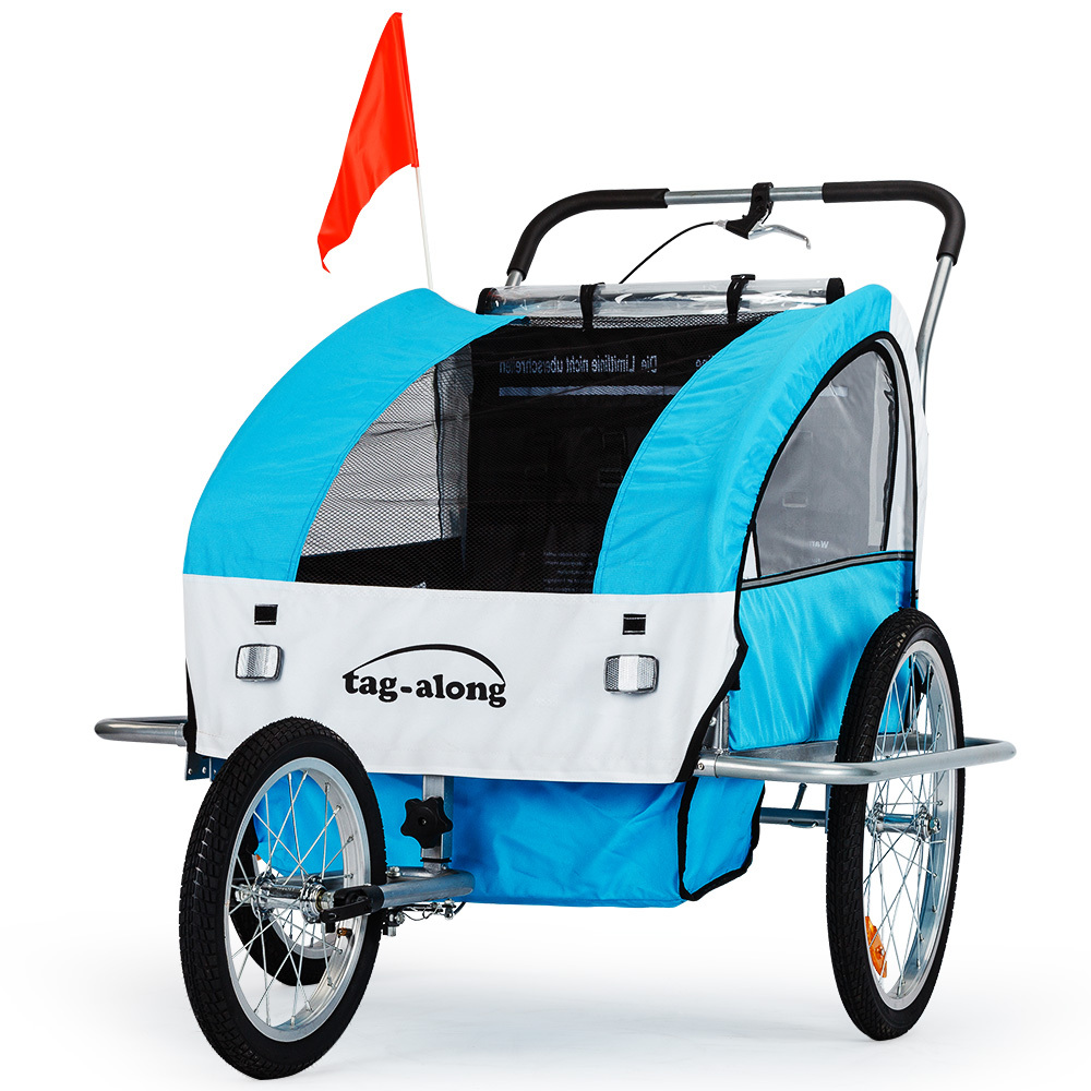 V219-BIKTRLBLUKIDACAJ-225329-00 Tag-along Kids Bike Trailer Child Bicycle Pram Stroller Children Jogger Blue - Image 1