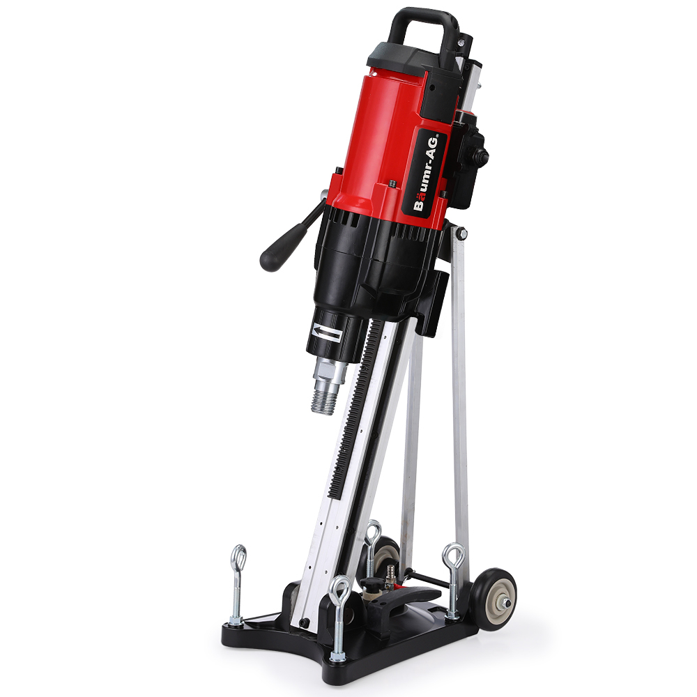 V219-DRLCREBM28N-431-225732-00 BAUMR-AG 3200W 300mm Wet/Dry Core Drill w/ Wheeled Rig Stand Combo, for Concrete Coring Hole Drilling - Image 1